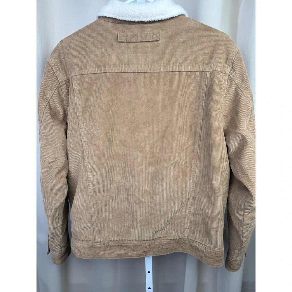 MBX Corduroy Sherpa Lined Trucker Jacket Men's Medium Tan Beige Cozy Western - Picture 4 of 6